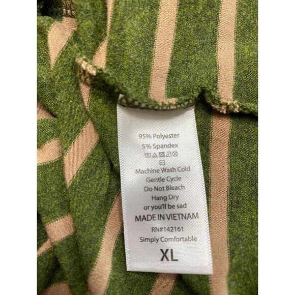 LuLaRoe Julia Green Beige Stripe Soft Knit Bodycon Dress Sz XL - Picture 5 of 5